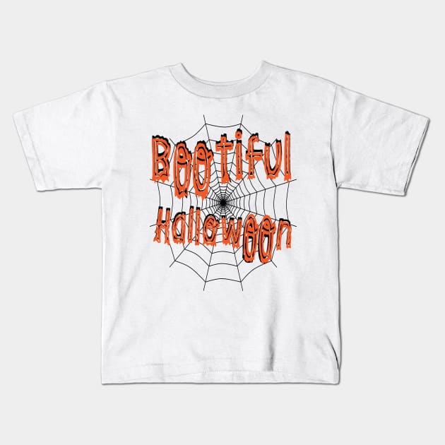 Halloween Gift for Dad and Mom - Bootiful Hallowoon - Funny Halloween T-Shirt - Kids T-Shirt by WassilArt